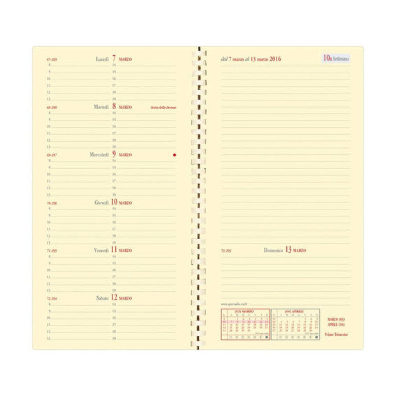Agenda settimanale 2025 Quo Vadis Italnote Spirale Impala 8,8x17 cm nero 21906925MQ