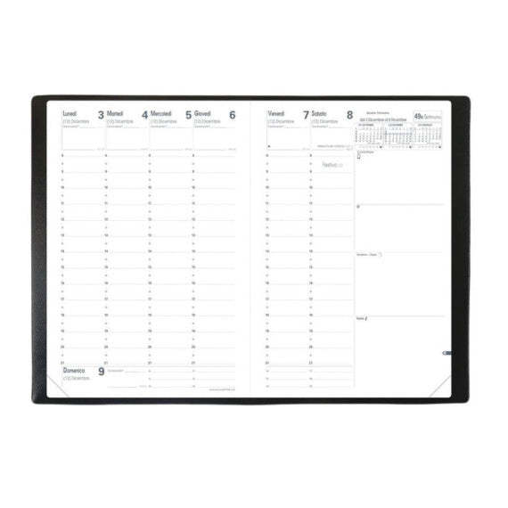 Agenda settimanale 2025 Quo Vadis Ministro 16x24 cm - Impala nero 01511325MQ