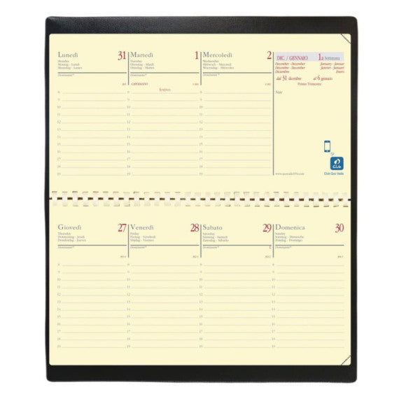 Agenda settimanale 2025 Quo Vadis Planital - Impala 8,8x17 cm nero 42208825MQ