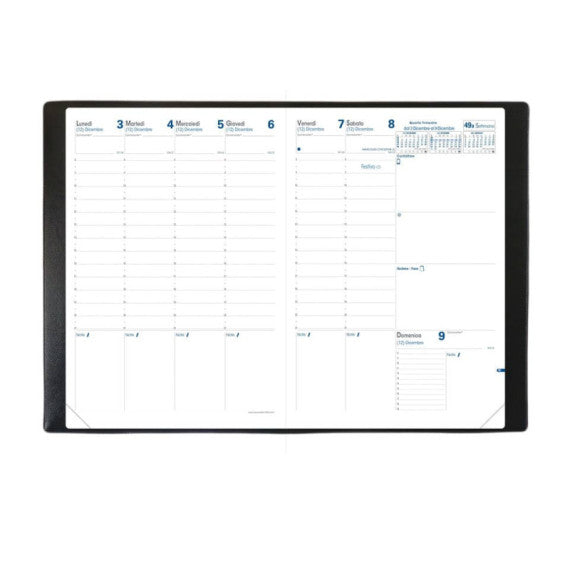 Agenda settimanale 2025 Quo Vadis Prenote 21x29,7 cm - rivest. granuloso Impala nero 02408825MQ
