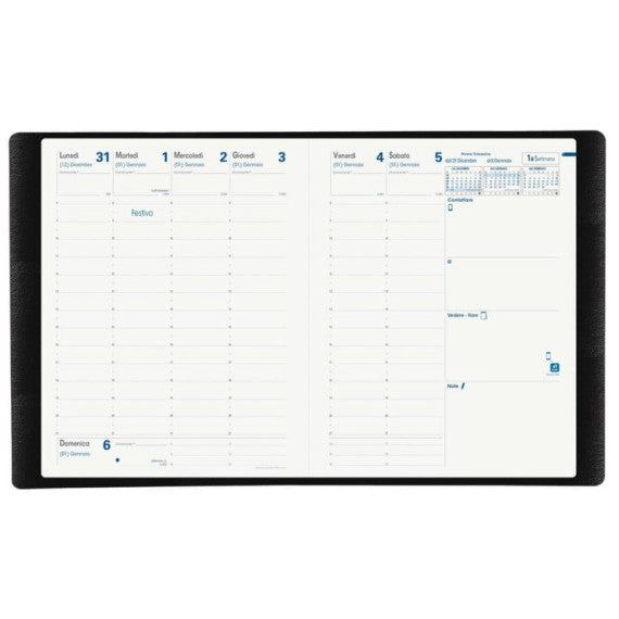 Agenda settimanale 2025 Quo Vadis Presidente Equology Riciclata Multi 21x27 cm nero - 01658825MQ