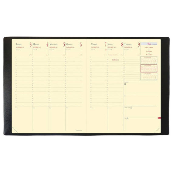 Agenda settimanale 2025 Quo Vadis Presidente Prestige Soho 21x27 cm nero 28736925MQ