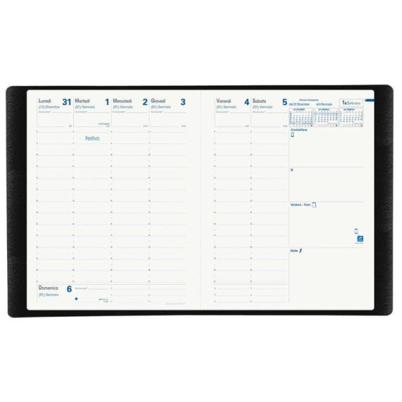 Agenda settimanale 2025 Quo Vadis Presidente Riciclata Equology Multi 21x27 cm rosso - 01659025MQ