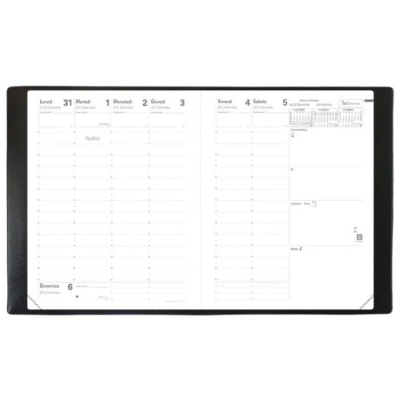 Agenda settimanale 2025  Quo Vadis Presidente Toscana 21x27 cm  nero 01652625MQ