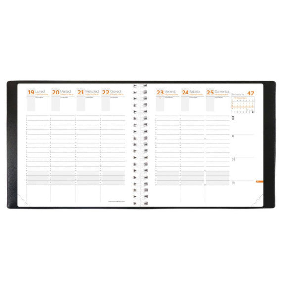Agenda settimanale 2025 Quo Vadis Time&Life Medium 16x16 cm nero 54012525MQ