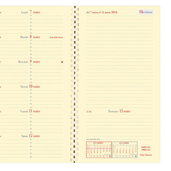 Agenda settimanale Italnote S 2025 - c/spirale - copertina Impala - 8,8 x 17 cm - nero - Quo Vadis