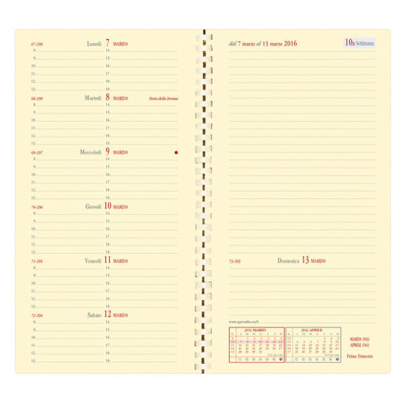 Agenda settimanale Italnote S 2025 - c/spirale - copertina Impala - 8,8 x 17 cm - nero - Quo Vadis