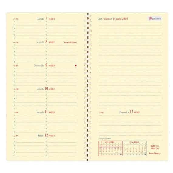 Agenda settimanale Italnote S 2025 - c/spirale - copertina Impala - 8,8 x 17 cm - nero - Quo Vadis