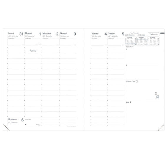 Agenda settimanale Presidente 2025 - copertina Marlow - 21 x 27 cm - blu notte - Quo Vadis