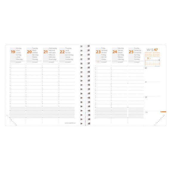 Agenda settimanale Time&Life 2024 - 16 x 16 cm - nero - Quo Vadis