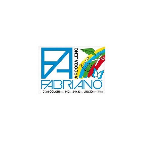 Album Arcobaleno - 24x33cm - 10 fogli - 140gr - 5 colori - Fabriano