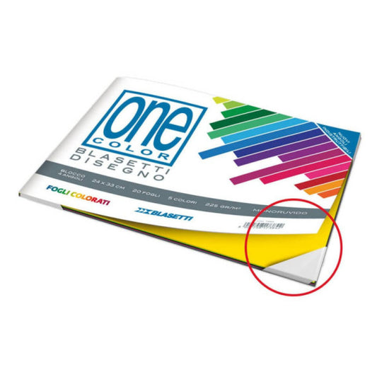 Album da disegno 20 ff 225 gr/mq - 24x33 cm - angoli rinforzati One Color fogli 5 colori assortiti - 7384