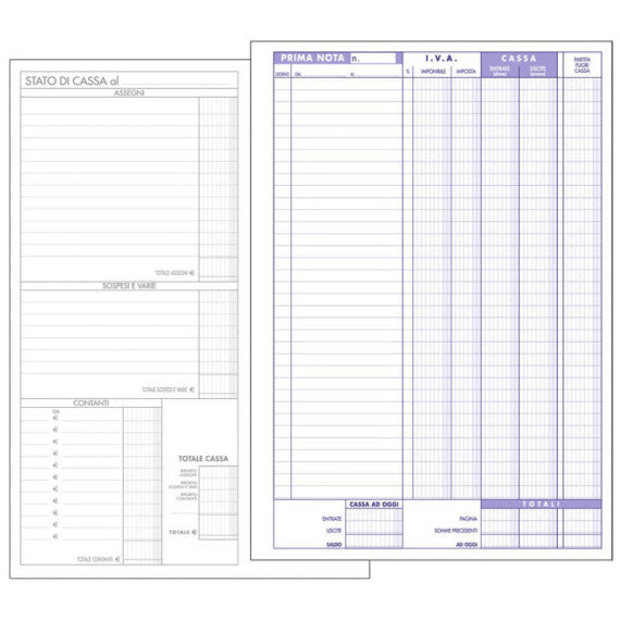 Album prima nota cassa O.C.L. 50x2 copie - blister da 3 blocchi - 216x305 mm 0131P