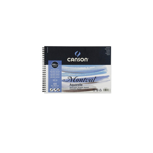 Album spiralato lato corto Montval - A4 - 300 gr - 12 fogli microperforati - Canson