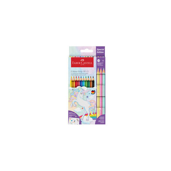 Astuccio 10 matite Colour Grip + 3 matite Sparkle - colori assortiti - Faber Castell