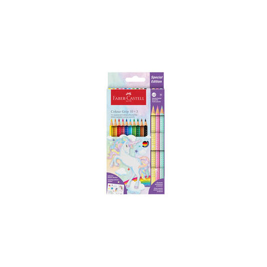 Astuccio 10 matite Colour Grip + 3 matite Sparkle - colori assortiti - Faber Castell
