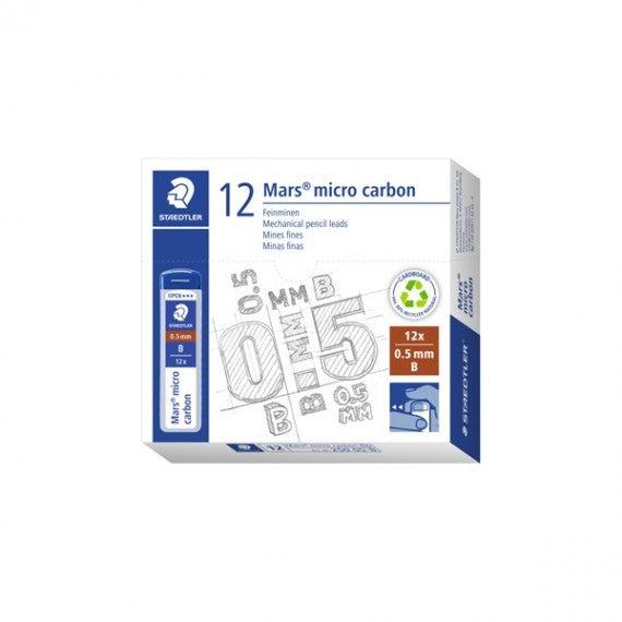 Astuccio 12 Mine Mars Micro - mina 0,5mm - gradazione B - Staedtler - conf. 12 astucci