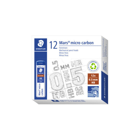 Astuccio 12 Mine Mars Micro - mina 0,5mm - gradazione HB - Staedtler - conf. 12 astucci