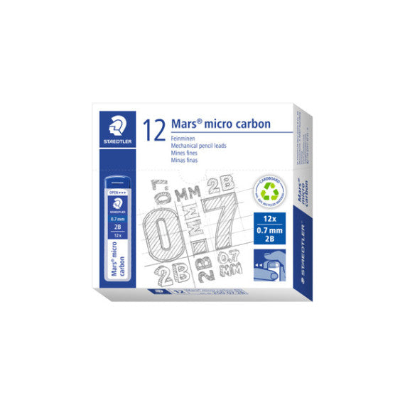 Astuccio 12 Mine Mars Micro - mina 0,7mm - gradazione 2B - Staedtler - conf. 12 astucci