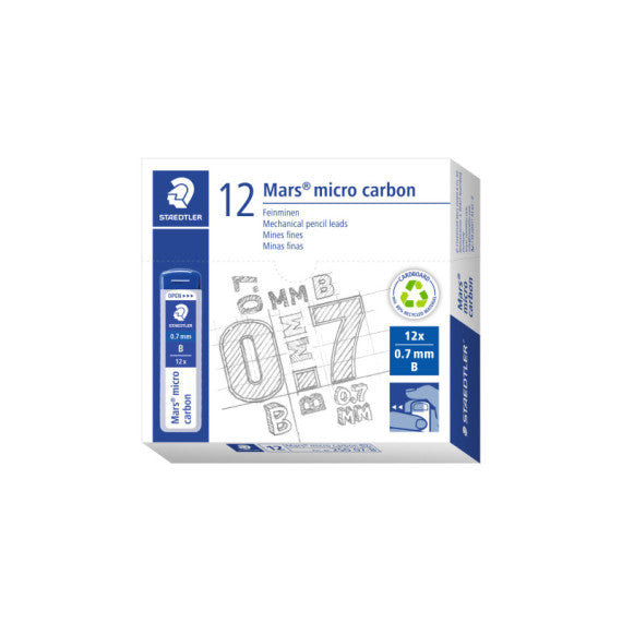 Astuccio 12 Mine Mars Micro - mina 0,7mm - gradazione B - Staedtler - conf. 12 astucci
