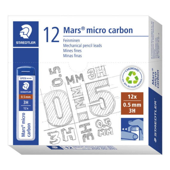 Astuccio 12 mine sottili 3H Staedtler Mars® Micro Carbon 0,5 mm - 250 05-3H