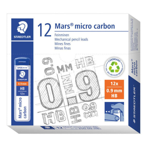 Astuccio 12 mine sottili HB Staedtler Mars Micro Carbon 250 0,9 mm - 250 09-HB