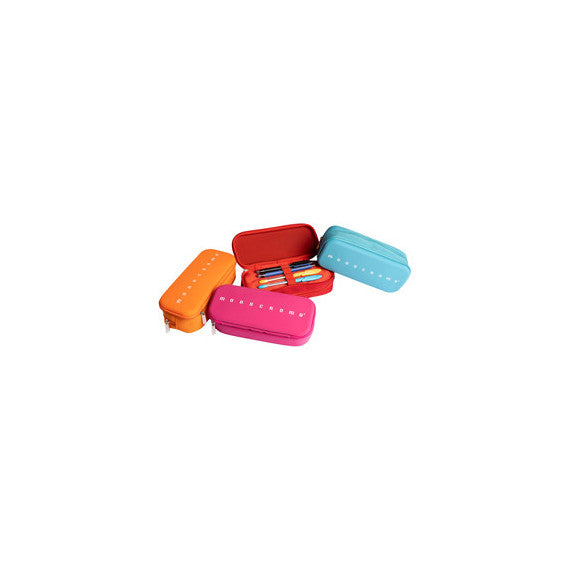 Astuccio 2 zip Monocromo -  21 x 5 x 9 cm - silicone/poliestere - colori assortiti - Pigna