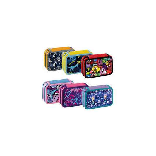 Astuccio 3 Zip Fantasy - 13 x 20 x7,5 cm - colori assortiti - Favorit