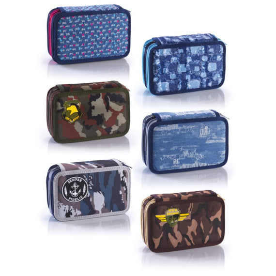 Astuccio 3 zip mimetic & jeans - 12 pastelli + 18 pennarelli CoLibrì assortiti -  100501311