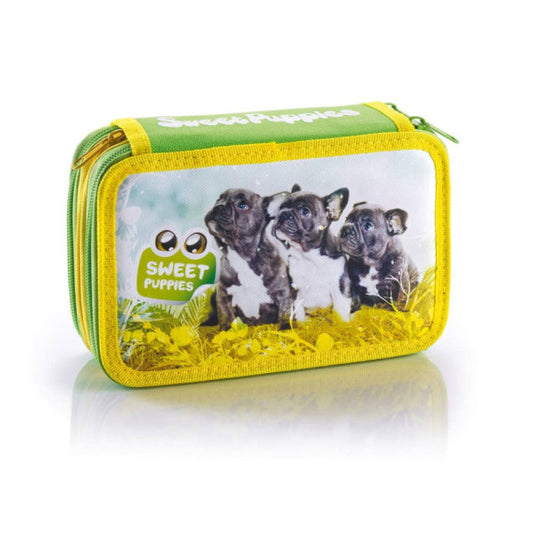 Astuccio a 3 zip Favorit Sweet Puppies con accessori fantasie assortite 13x30x7,5 cm - 100501317