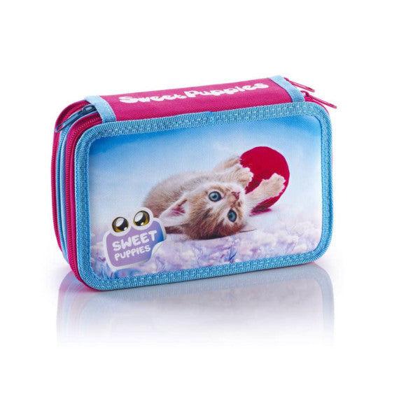 Astuccio a 3 zip Favorit Sweet Puppies con accessori fantasie assortite 13x30x7,5 cm - 100501317