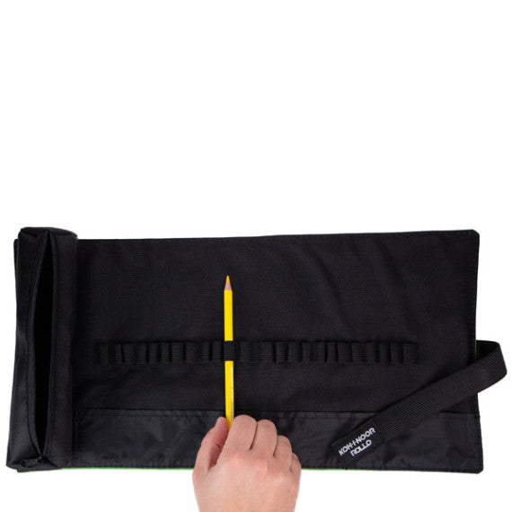 Astuccio arrotolabile Roller - con astuccio zip interno - 24 scomparti - 7,5 x 21,5 cm - tessuto - nero - Koh-I-Noor