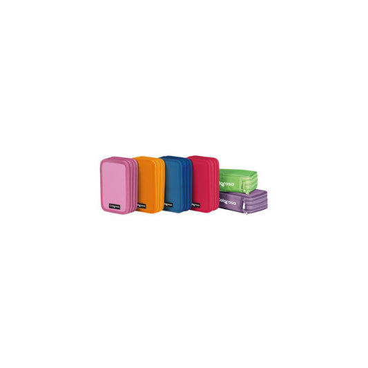 Astuccio Colors 3 zip - 13 x 20 x 7,5 cm - tessuto - colori assortiti - Colorosa