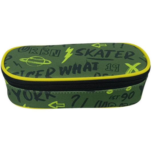Astuccio con cerniera piccolo Donau 21x5,5x10,5 cm motivo New York verde 322131085