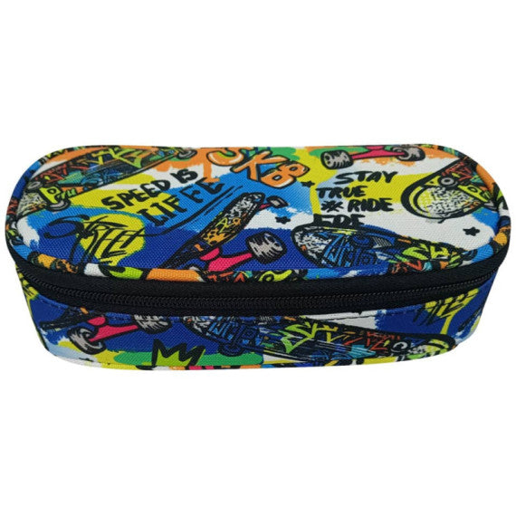 Astuccio con cerniera piccolo Donau 21x5,5x10,5 cm motivo skater colorato 322131084