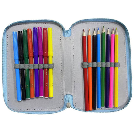 Astuccio con cerniera pre-riempito Donau a 2 livelli in poliestere 20x4x13 cm fantasie assortite - 322248