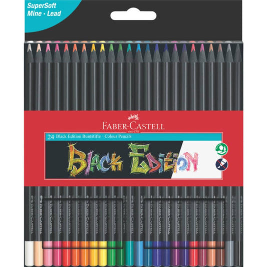 Astuccio Faber-Castell matite colorate Black Edition - colori assortiti - conf. 24 pezzi - 116424