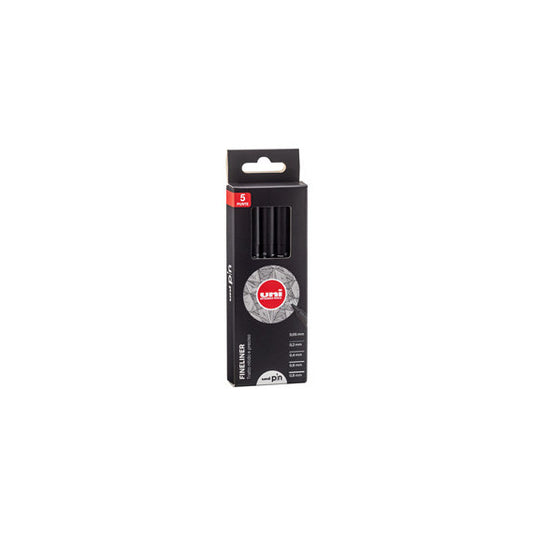 Astuccio Pin fineliner - nero - Uni Mitsubishi - conf. 5 pezzi