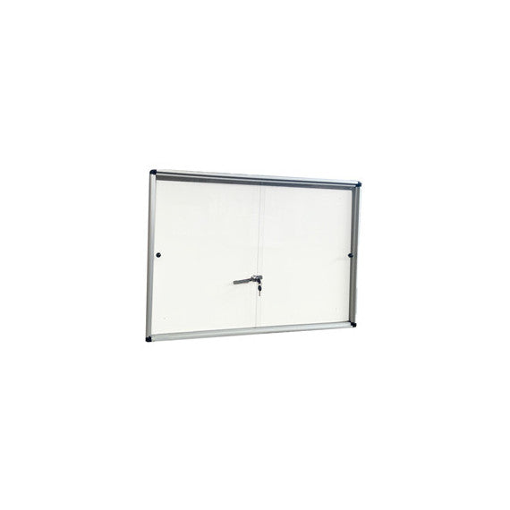 Bacheca per interni - con anta scorrevoli - fondo bianco magnetico - 6 fogli A4 - orizzontale - Starline