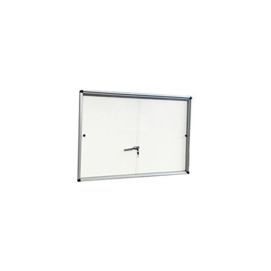 Bacheca per interni - con anta scorrevoli - fondo bianco magnetico - 6 fogli A4 - orizzontale - Starline