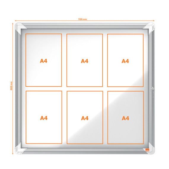 Bacheca per interni - fondo magnetico bianco - 6 fogli A4 - orizzontale - Nobo