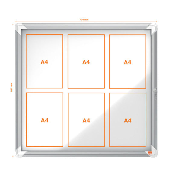 Bacheca per interni - fondo magnetico bianco - 6 fogli A4 - orizzontale - Nobo