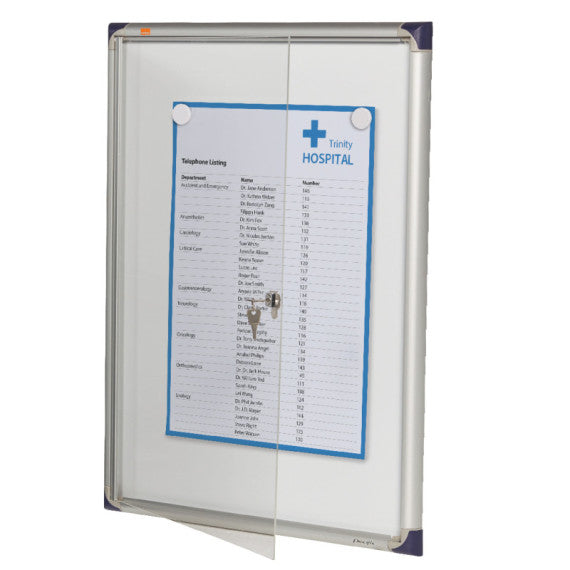 Bacheca per interni ultrapiatta - fondo in metallo magnetico bianco - 4 fogli A4 - verticale - Nobo