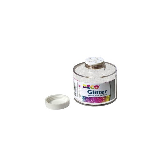 Barattolo Glitter  - grana fine - 150ml -  bianco/iride - DECO