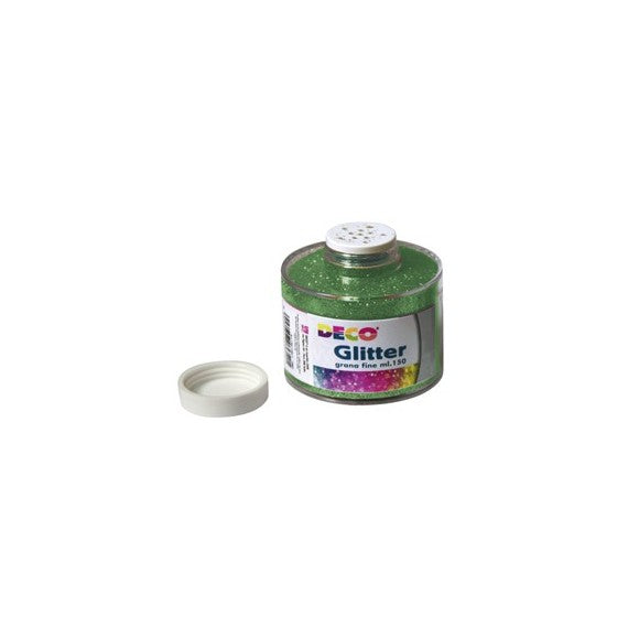 BARATTOLO GLITTER GRANA FINE 150ML VERDE ART.130/100 DECO