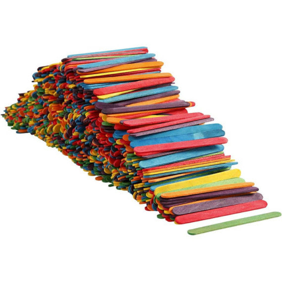 Bastoncini in legno Creativ Company 11,4 cm x 10 mm - conf. 1000 pz colori assortiti - 57999