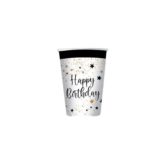 Bicchiere Happy Birthday - 200 ml - carta - Big Party - conf. 8 pezzi