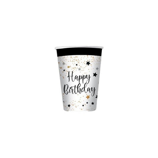 Bicchiere Happy Birthday - 200 ml - carta - Big Party - conf. 8 pezzi