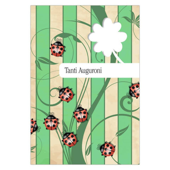 Biglietti augurali Biembi Compleanno 12x18 cm conf. 6 pezzi assortiti - coccinelle - BXBDKTC06