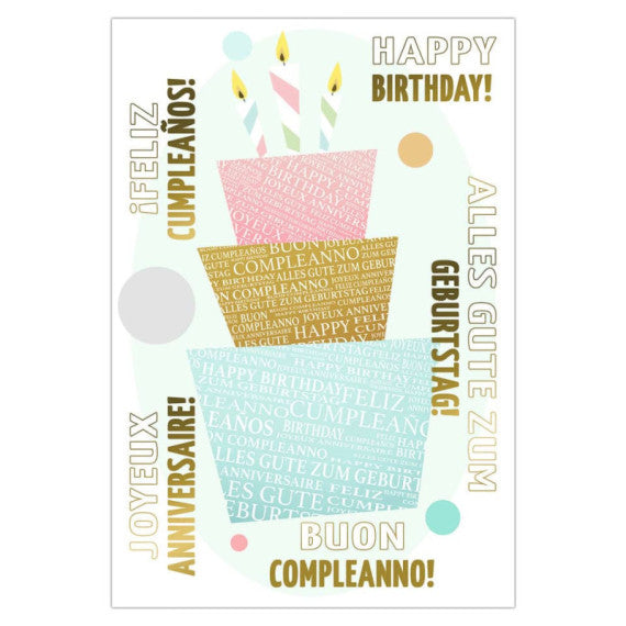 Biglietti augurali Biembi Compleanno 12x18 cm conf. 8 pezzi assortiti - multilingua - BXBDKTC08